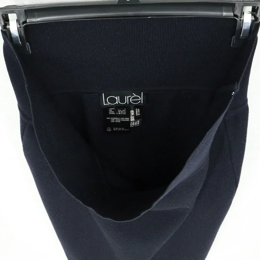 Laurel Escada Sweater Skirt Womens 8 US 40 EU Navy Blue Wool Knit Pull On Vtg